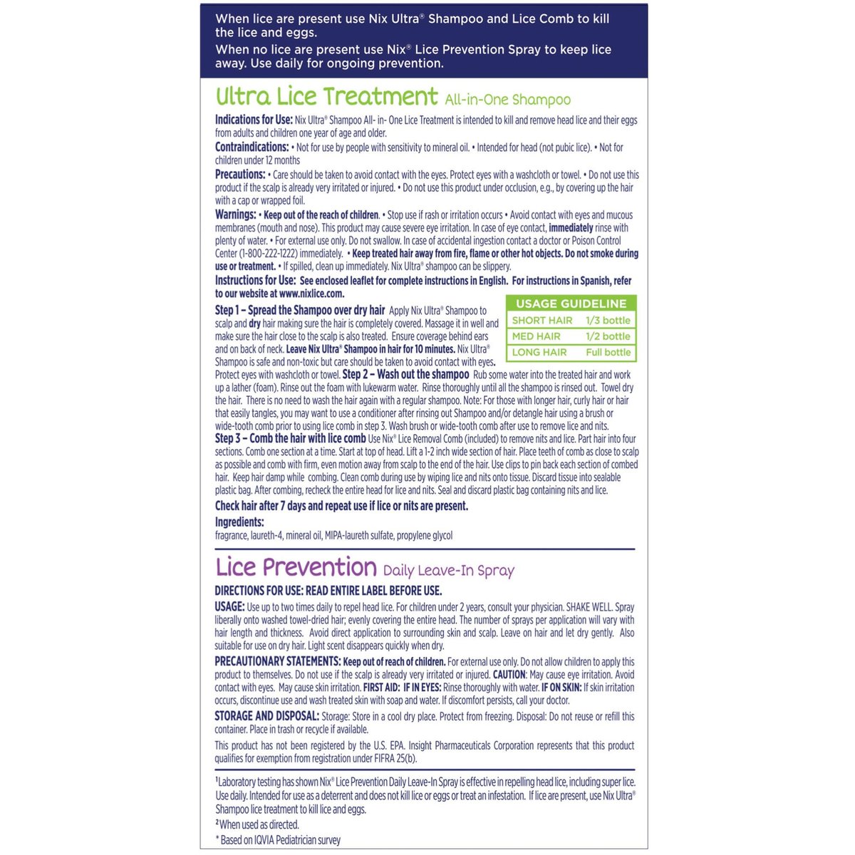 Nix Läuse Behandlung & Präventions-Kit – All-in-One Shampoo (118 ml) mit Läusekamm und täglichem Leave-in Spray (177 ml)