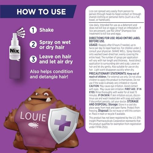 Nix Läuse Behandlung & Präventions-Kit – All-in-One Shampoo (118 ml) mit Läusekamm und täglichem Leave-in Spray (177 ml)