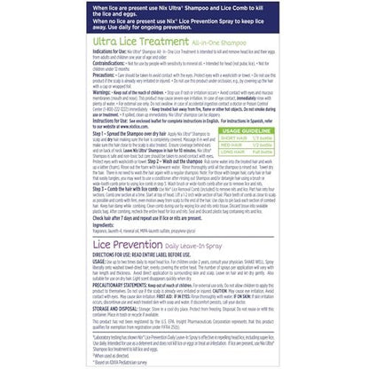 Nix Läuse Behandlung & Präventions-Kit – All-in-One Shampoo (118 ml) mit Läusekamm und täglichem Leave-in Spray (177 ml)