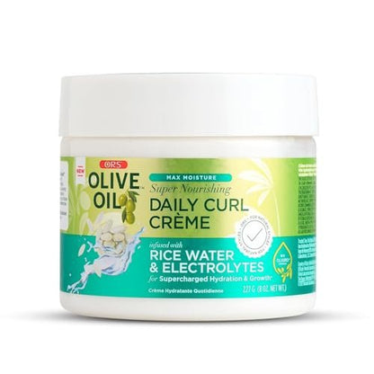 ORS Olive Oil Max Moisture Super Nourishing Daily Curl Crème mit Reiswasser & Elektrolyten für superfeuchte Hydratation & Wachstum (237 ml)