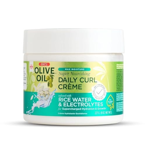 ORS Olive Oil Max Moisture Super Nourishing Daily Curl Crème mit Reiswasser & Elektrolyten für superfeuchte Hydratation & Wachstum (237 ml)