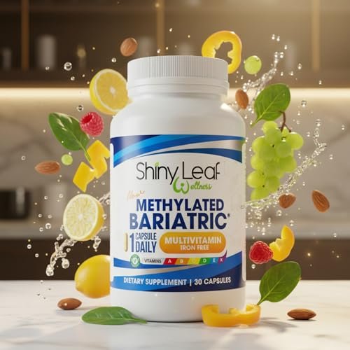 Shiny Leaf Bariatrisches Multivitamin Ohne Eisen – Methyliertes B12 & Folsäure für Magenbypass & Schlauchmagen | ASMBS-konform | 1 Kapsel täglich, 21 Nährstoffe | Hergestellt in den USA, 30 Stück