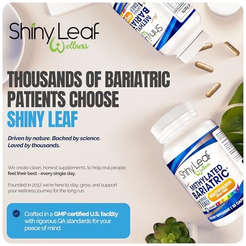 Shiny Leaf Bariatrisches Multivitamin Ohne Eisen – Methyliertes B12 & Folsäure für Magenbypass & Schlauchmagen | ASMBS-konform | 1 Kapsel täglich, 21 Nährstoffe | Hergestellt in den USA, 30 Stück