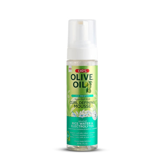 ORS Olive Oil Max Moisture Curl Defining Mousse mit Reiswasser & Elektrolyten für superweiche Locken (200 ml)
