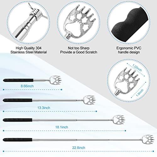 Yeipis 3er-Pack Teleskop-Rückenkratzer aus Metall mit Gummigriffen, ausziehbarer Rückenmassager in Geschenkbox – schwarz