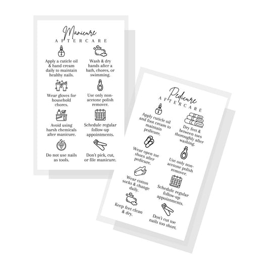 Maniküre- und Pediküre-Nachsorgekarten für Kunden – 50 Stück, 2x3,5 Zoll, minimalistisch, für Nagelstudios