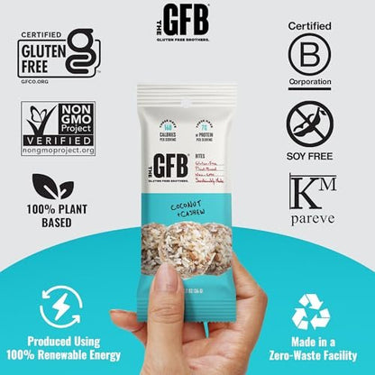 The GFB Kokos-Cashew Protein Bites – Glutenfrei, pflanzlich, nicht gentechnisch verändert, nachhaltig hergestellt – unglaublich leckere, gesunde, vegane Protein-Energiebällchen, 1,2 oz (10er Pack)