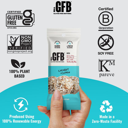 The GFB Kokos-Cashew Protein Bites – Glutenfrei, pflanzlich, nicht gentechnisch verändert, nachhaltig hergestellt – unglaublich leckere, gesunde, vegane Protein-Energiebällchen, 1,2 oz (10er Pack)