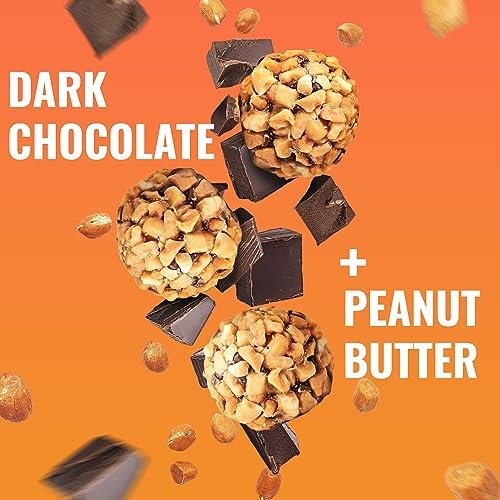 The Gluten Free Brothers Dunkle Schokolade Erdnussbutter Bissen - Glutenfreie Proteinbällchen – Nicht-GVO, Sojafrei, Vegan – Snackgröße pflanzliche Protein-Energiebällchen, 1,2 oz (10er Pack)