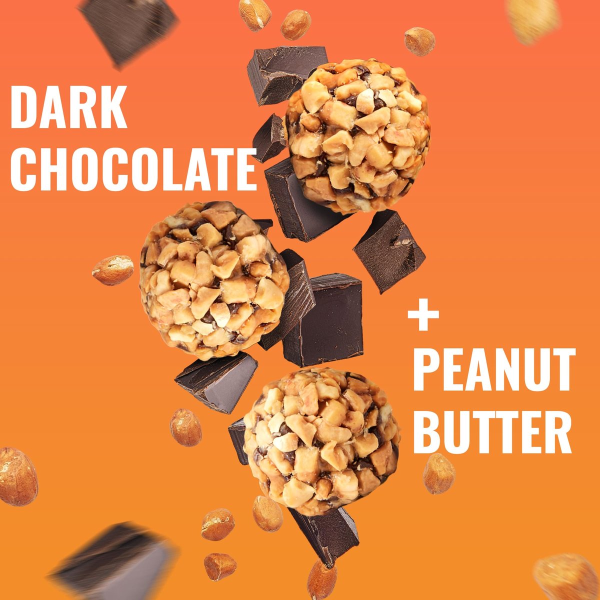The Gluten Free Brothers Dunkle Schokolade Erdnussbutter Bissen - Glutenfreie Proteinbällchen – Nicht-GVO, Sojafrei, Vegan – Snackgröße pflanzliche Protein-Energiebällchen, 1,2 oz (10er Pack)
