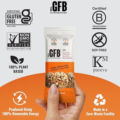 The Gluten Free Brothers Dunkle Schokolade Erdnussbutter Bissen - Glutenfreie Proteinbällchen – Nicht-GVO, Sojafrei, Vegan – Snackgröße pflanzliche Protein-Energiebällchen, 1,2 oz (10er Pack)