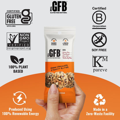 The Gluten Free Brothers Dunkle Schokolade Erdnussbutter Bissen - Glutenfreie Proteinbällchen – Nicht-GVO, Sojafrei, Vegan – Snackgröße pflanzliche Protein-Energiebällchen, 1,2 oz (10er Pack)