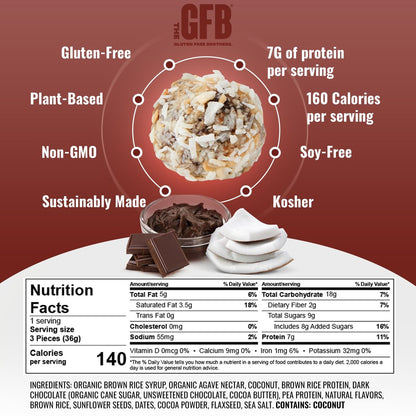 The GFB Dark Chocolate Coconut Protein Bites – Glutenfrei, pflanzlich, nicht genetisch verändert, nachhaltig hergestellt – unglaublich lecker, gesund, vegan, Protein-Energiebällchen, 1,2 oz (10er Pack)