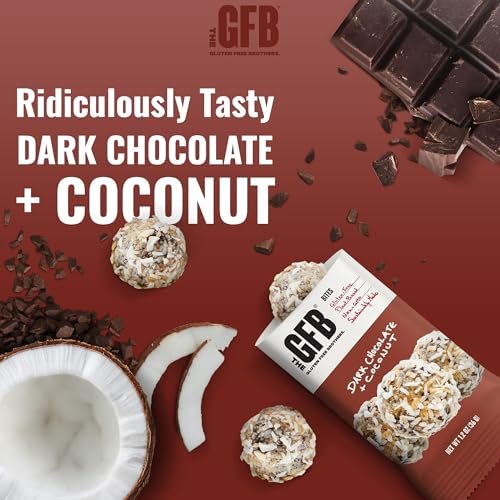 The GFB Dark Chocolate Coconut Protein Bites – Glutenfrei, pflanzlich, nicht genetisch verändert, nachhaltig hergestellt – unglaublich lecker, gesund, vegan, Protein-Energiebällchen, 1,2 oz (10er Pack)