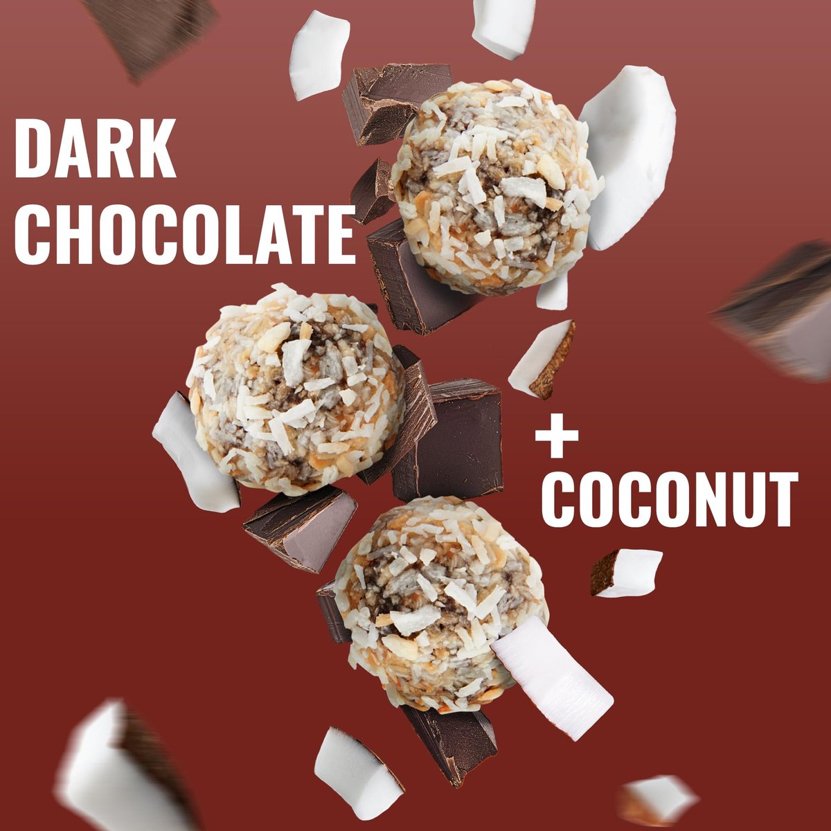 The GFB Dark Chocolate Coconut Protein Bites – Glutenfrei, pflanzlich, nicht genetisch verändert, nachhaltig hergestellt – unglaublich lecker, gesund, vegan, Protein-Energiebällchen, 1,2 oz (10er Pack)