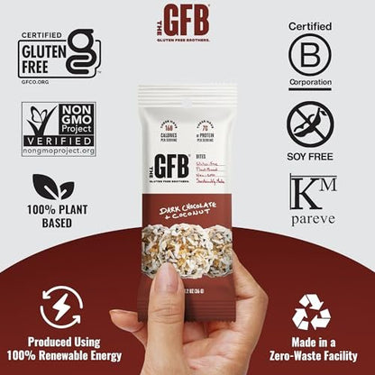 The GFB Dark Chocolate Coconut Protein Bites – Glutenfrei, pflanzlich, nicht genetisch verändert, nachhaltig hergestellt – unglaublich lecker, gesund, vegan, Protein-Energiebällchen, 1,2 oz (10er Pack)