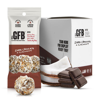 The GFB Dark Chocolate Coconut Protein Bites – Glutenfrei, pflanzlich, nicht genetisch verändert, nachhaltig hergestellt – unglaublich lecker, gesund, vegan, Protein-Energiebällchen, 1,2 oz (10er Pack)