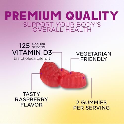 Vitamin D3 Gummis 5000 IE – 120 Stück – Knochen-, Zahn-, Muskel- und Immunsystem-Unterstützung für Männer & Frauen – Premium VIT D3, natürlich & glutenfrei