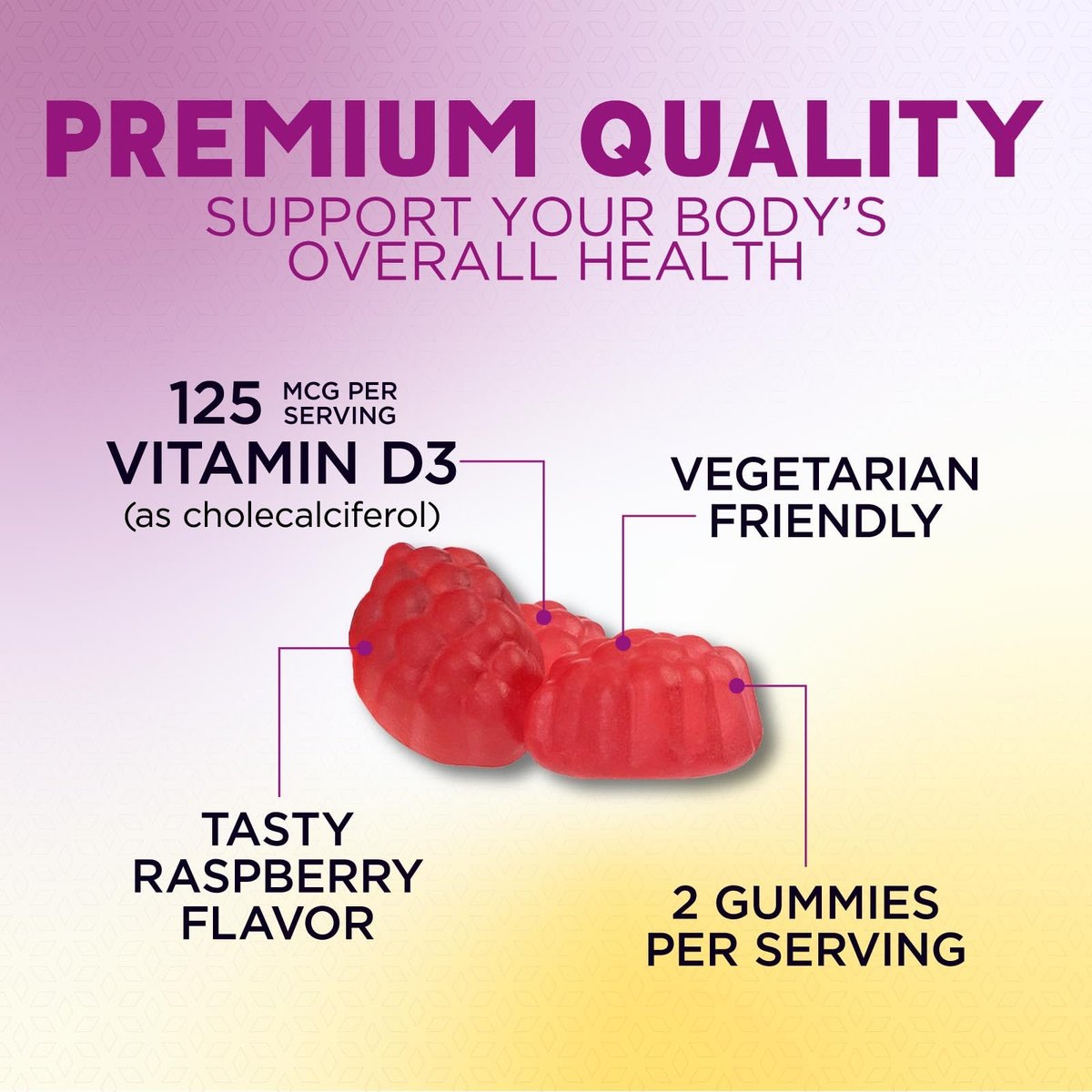 Vitamin D3 Gummis 5000 IE – 120 Stück – Knochen-, Zahn-, Muskel- und Immunsystem-Unterstützung für Männer & Frauen – Premium VIT D3, natürlich & glutenfrei