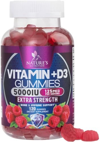 Vitamin D3 Gummis 5000 IE – 120 Stück – Knochen-, Zahn-, Muskel- und Immunsystem-Unterstützung für Männer & Frauen – Premium VIT D3, natürlich & glutenfrei