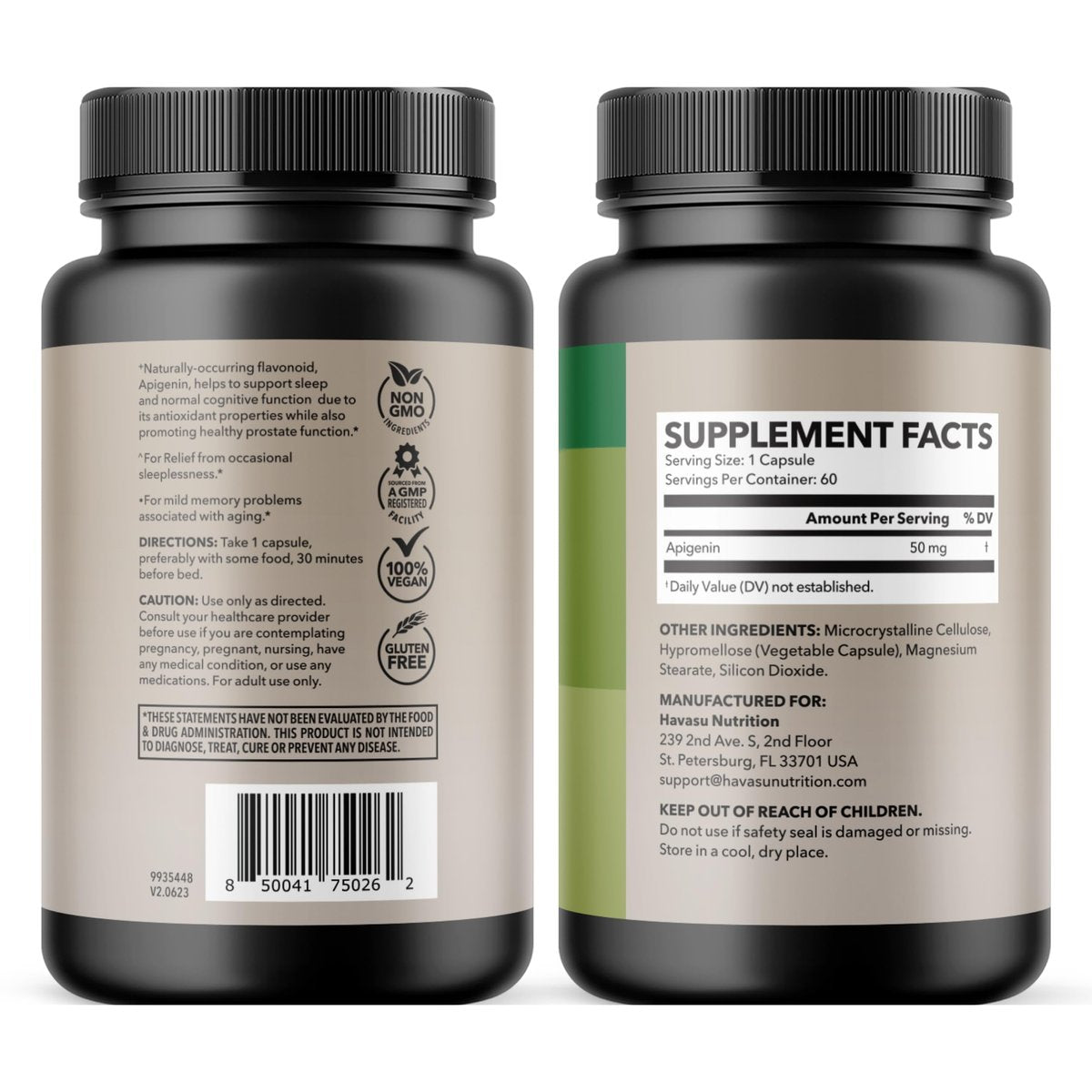 Apigenin Kapseln 50 mg – 60 Stück, Vegan, Non-GMO, Schlaf- und kognitive Unterstützung – Kamillenflavonoid für Entspannung, Prostatagesundheit, Melatoninfrei, Liposomale Formel für verbesserte Absorption