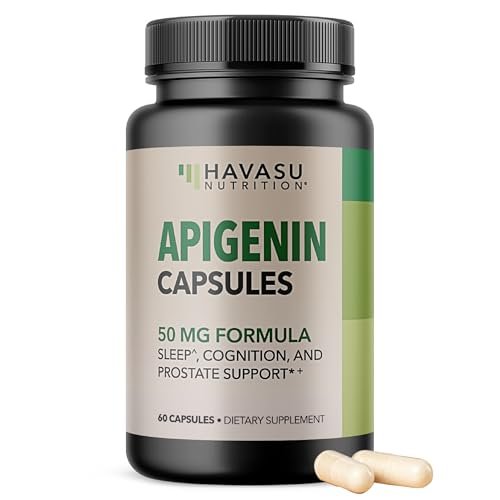 Apigenin Kapseln 50 mg – 60 Stück, Vegan, Non-GMO, Schlaf- und kognitive Unterstützung – Kamillenflavonoid für Entspannung, Prostatagesundheit, Melatoninfrei, Liposomale Formel für verbesserte Absorption