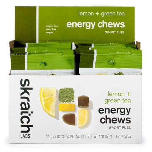 Skratch Labs Energy Chews Matcha + Lemon (10er Pack) – Vegane Gummis für Sportler, Glutenfrei, Alternative zu Gels