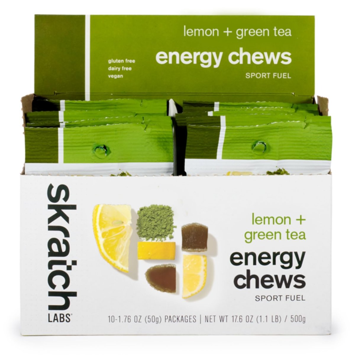 Skratch Labs Energy Chews Matcha + Lemon (10er Pack) – Vegane Gummis für Sportler, Glutenfrei, Alternative zu Gels