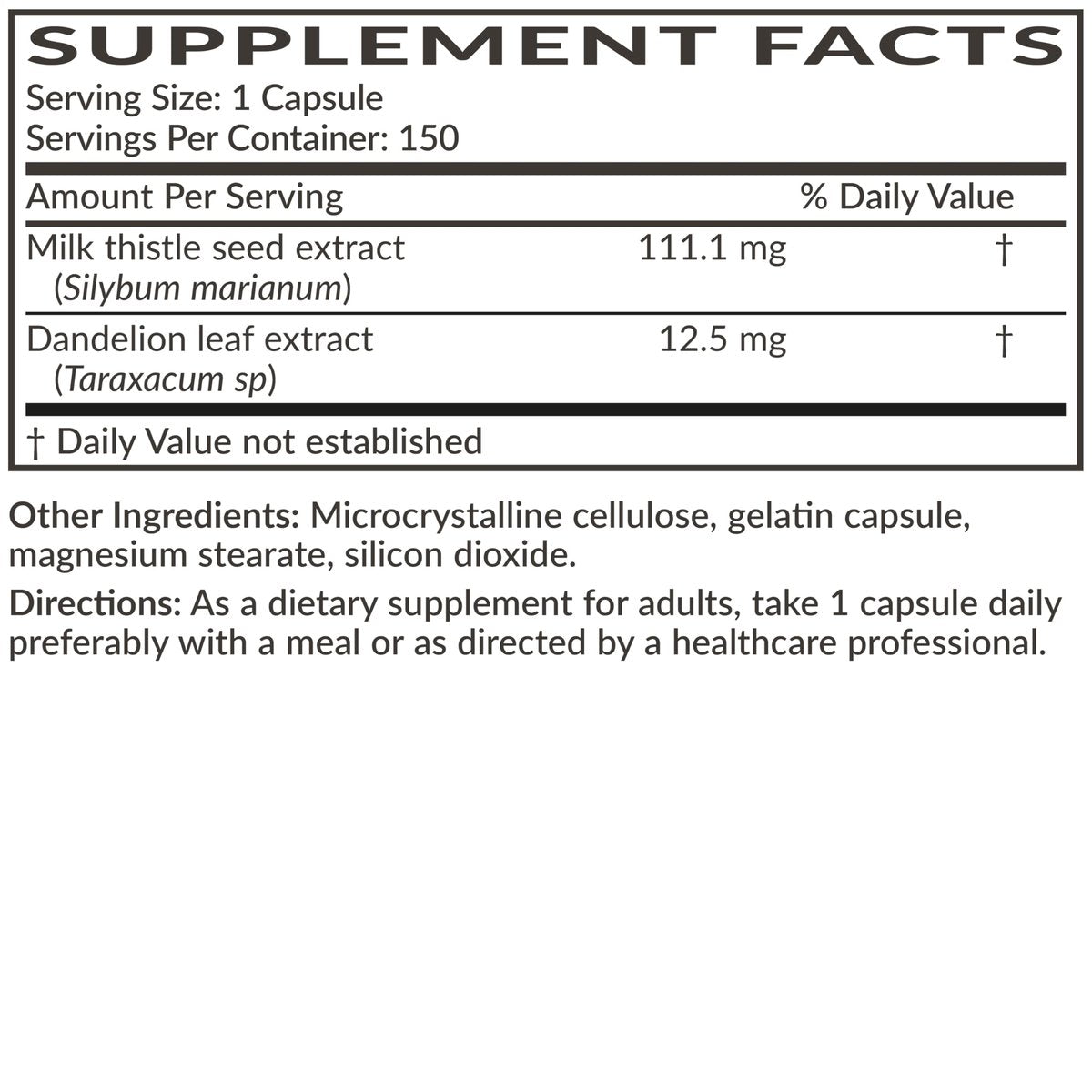 Futurebiotics Mariendistel Silymarin & Löwenzahn Extrakt – Leberunterstützung, Antioxidantien, Entgiftung, 150 Kapseln