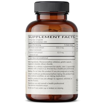 Futurebiotics Mariendistel Silymarin & Löwenzahn Extrakt – Leberunterstützung, Antioxidantien, Entgiftung, 150 Kapseln