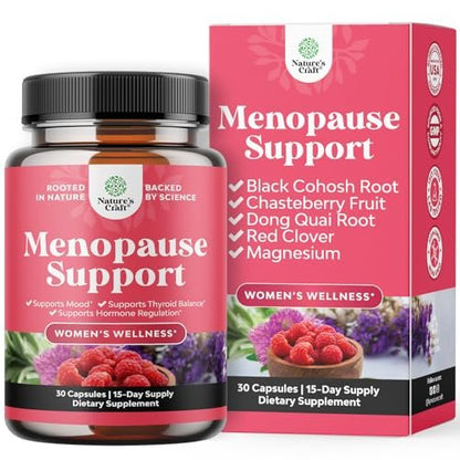 Komplettes pflanzliches Wechseljahre-Präparat für Frauen – Multibenefit Menopause Ease Hormonbalance gegen Nachtschweiß, Stimmungsschwankungen und mehr mit Dong Quai, Mönchspfeffer und Traubensilberkerze – 30 Kapseln