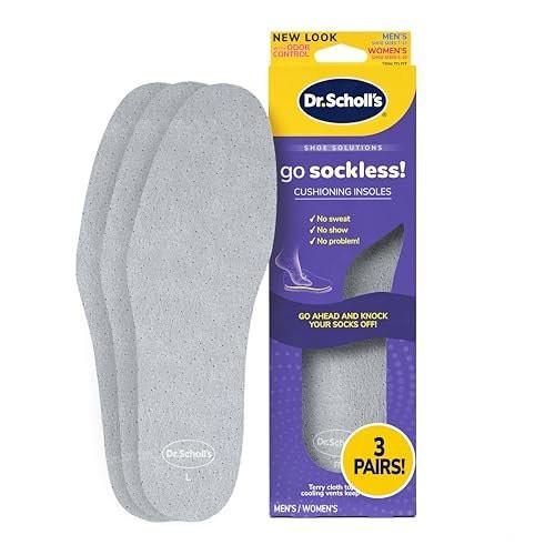 Dr. Scholl’s Go Sockless! Polster-Einlegesohlen für Damen und Herren, Unisex, 3 Paar, zuschneidbar – Feuchtigkeitsabsorbierend für trockene Füße, mit plüschiger Frottierschicht für zusätzlichen Komfort