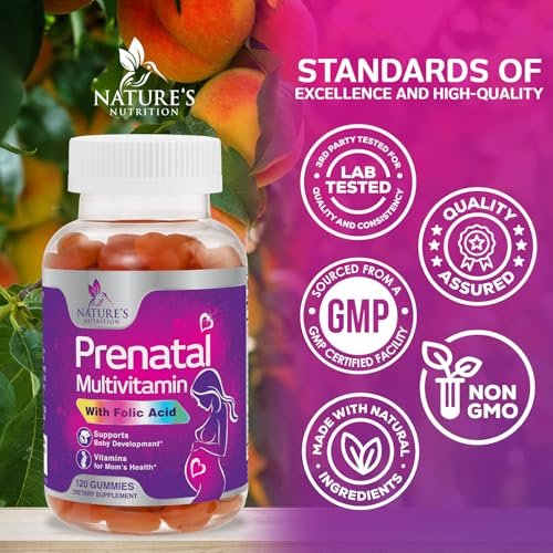 Pränatale Vitamine für Frauen – Schwangerschaftsvitamine Gummibärchen mit Folsäure, Vitamin A, C, D3, B12, B6 – Präzises Multivitamin für die fetale Unterstützung, schwangere & stillende Frauen – 120 Gummibärchen