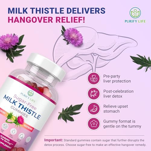 Zuckerfreie Mariendistel Gummis für Leberreinigung & -reparatur (natürlicher Blaubeer-Himbeer-Geschmack) - Mariendistel Supplement mit Antioxidantien, vegan, ersetzt Tabletten & Kapseln