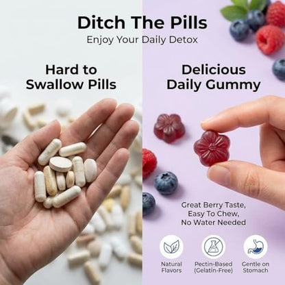 Zuckerfreie Mariendistel Gummis für Leberreinigung & -reparatur (natürlicher Blaubeer-Himbeer-Geschmack) - Mariendistel Supplement mit Antioxidantien, vegan, ersetzt Tabletten & Kapseln