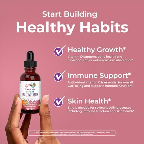 MARYRUTH'S Organics Multivitamin mit Eisen für Säuglinge | USDA Bio | Flüssige Tropfen für Babys 6-12 Monate | Immununterstützung & allgemeines Wohlbefinden | Vegan | Nicht-GMO | Glutenfrei | 60 ml