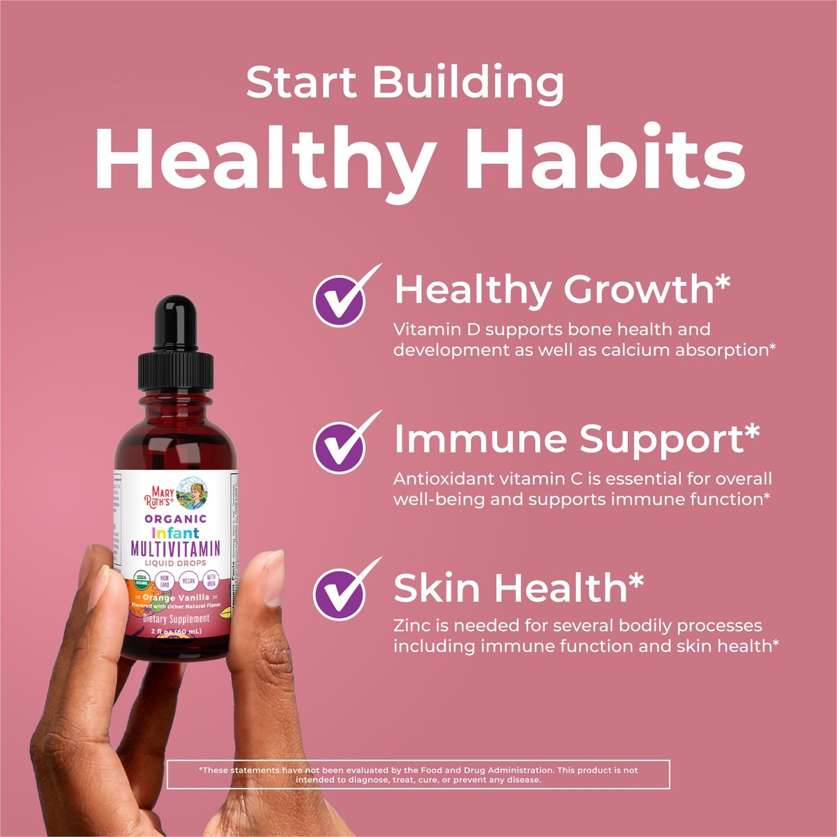 MARYRUTH'S Organics Multivitamin mit Eisen für Säuglinge | USDA Bio | Flüssige Tropfen für Babys 6-12 Monate | Immununterstützung & allgemeines Wohlbefinden | Vegan | Nicht-GMO | Glutenfrei | 60 ml