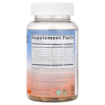 Garden of Life Magnesium Citrat Gummis mit Präbiotika & Probiotika für Stress, Schlaf & Erholung – Vegan, Glutenfrei, Koscher, Ohne Zuckerzusatz, Orangencreme-Geschmack, 60 Stück
