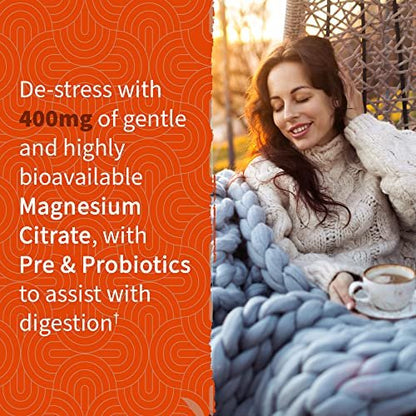 Garden of Life Magnesium Citrat Gummis mit Präbiotika & Probiotika für Stress, Schlaf & Erholung – Vegan, Glutenfrei, Koscher, Ohne Zuckerzusatz, Orangencreme-Geschmack, 60 Stück
