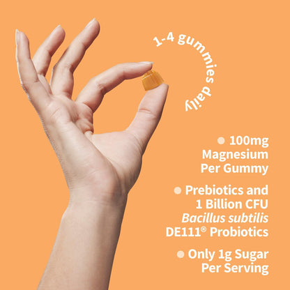 Garden of Life Magnesium Citrat Gummies mit Präbiotika & Probiotika – Vegan, Glutenfrei, Koscher, Non-GMO, ohne Zuckerzusatz, Pfirsichgeschmack, 60 Stück