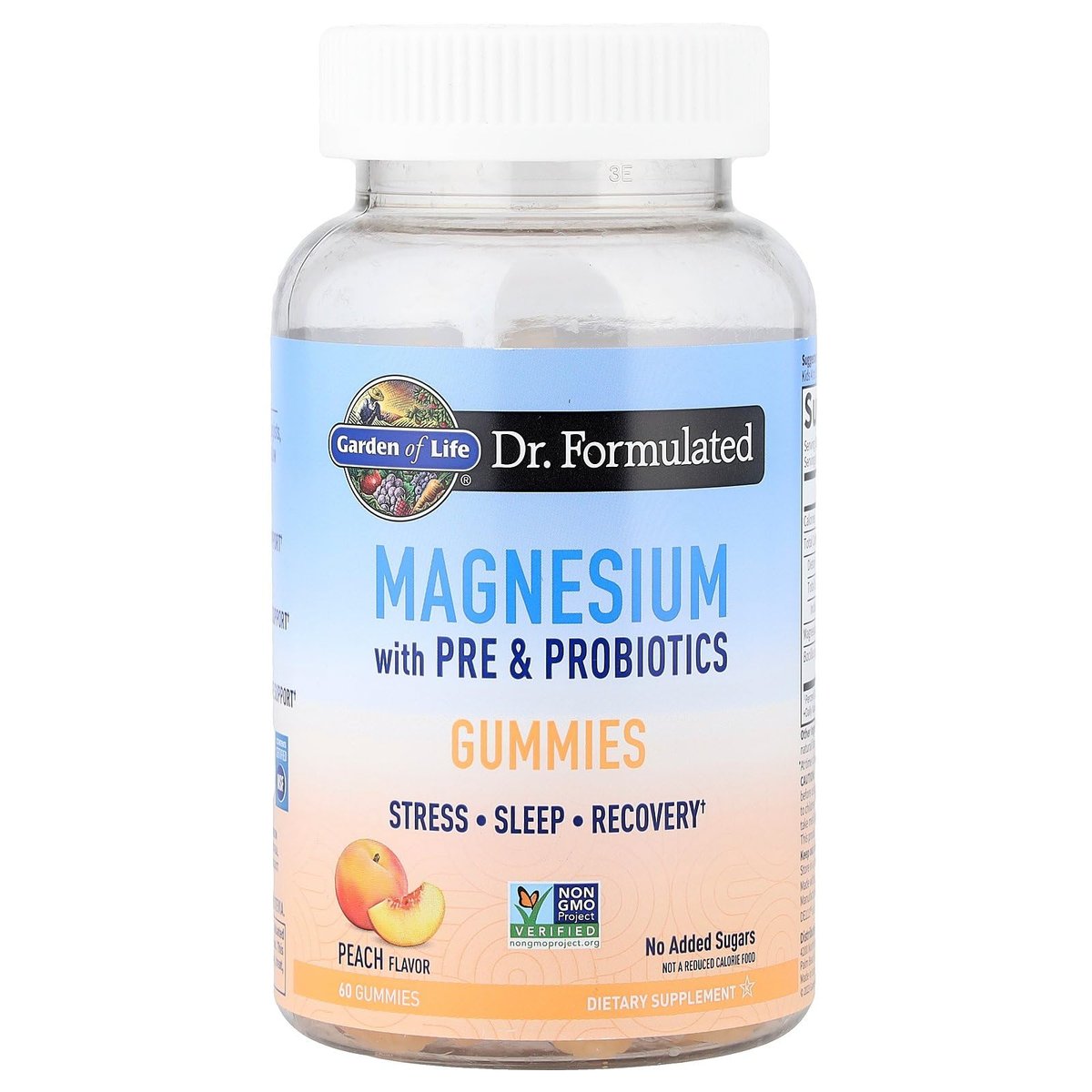 Garden of Life Magnesium Citrat Gummies mit Präbiotika & Probiotika – Vegan, Glutenfrei, Koscher, Non-GMO, ohne Zuckerzusatz, Pfirsichgeschmack, 60 Stück