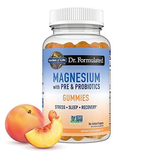 Garden of Life Magnesium Citrat Gummies mit Präbiotika & Probiotika – Vegan, Glutenfrei, Koscher, Non-GMO, ohne Zuckerzusatz, Pfirsichgeschmack, 60 Stück