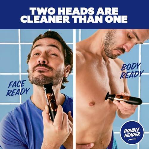 Dollar Shave Club | Doppelkopf-Elektrotrimmer | Elektrorasierer mit Bart- und Körperpflegeaufsatz
