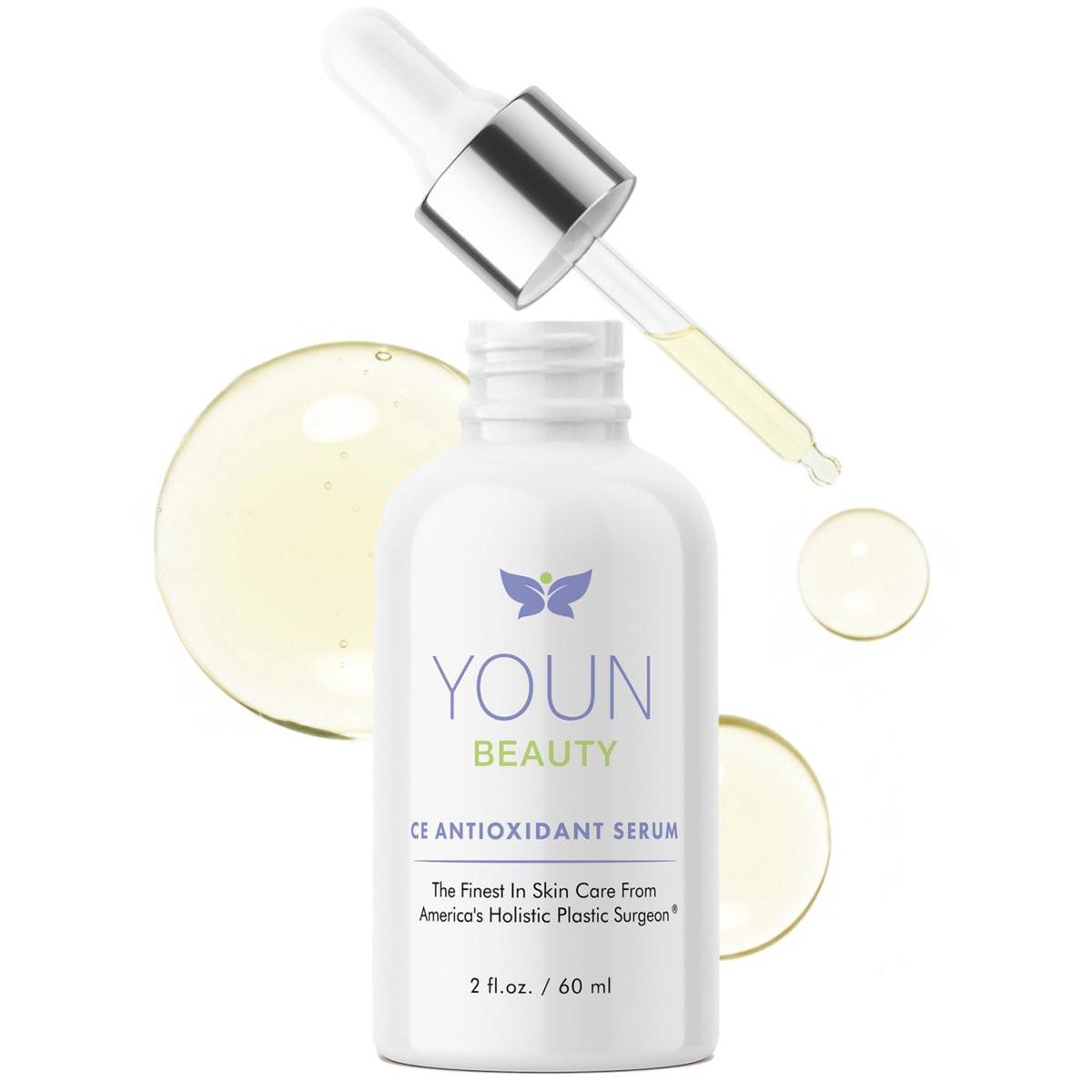 YOUN Beauty 20% Vitamin C Gesichtsserum mit Hyaluronsäure, Ferulasäure & Vitamin E – Antioxidans-Serum für die Hautfeuchtigkeit, 60 ml