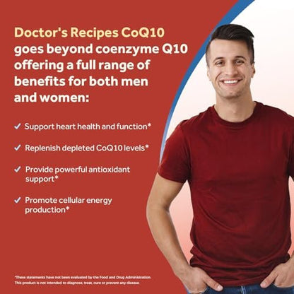 Doctor's Recipes CoQ10 200mg pro Portion – Hochdosiertes Coenzym Q10 mit Olivenöl für Herz & Gefäße, Energieproduktion & antioxidative Unterstützung, 2-Monats-Vorrat, 120 Softgels