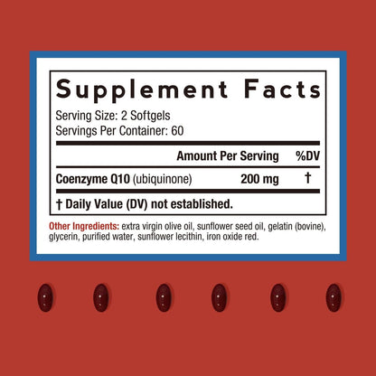 Doctor's Recipes CoQ10 200mg pro Portion – Hochdosiertes Coenzym Q10 mit Olivenöl für Herz & Gefäße, Energieproduktion & antioxidative Unterstützung, 2-Monats-Vorrat, 120 Softgels