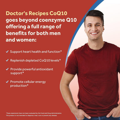 Doctor's Recipes CoQ10 200mg pro Portion – Hochdosiertes Coenzym Q10 mit Olivenöl für Herz & Gefäße, Energieproduktion & antioxidative Unterstützung, 2-Monats-Vorrat, 120 Softgels