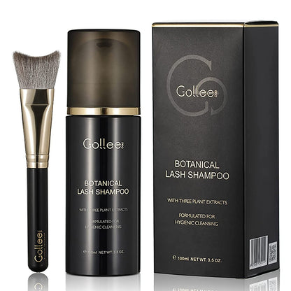 GOLLEEPRO Lash Shampoo - 100 ml Wimpernshampoo für Wimpernverlängerungen mit Bürste, Reiniger für Extensions & Naturwimpern, Paraben- & Sulfatfrei, sicherer Make-up-Entferner