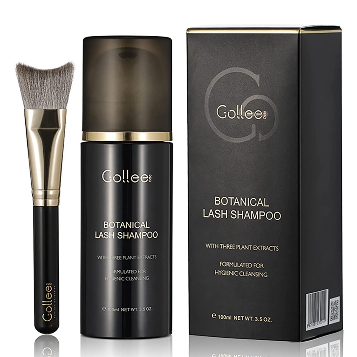 GOLLEEPRO Lash Shampoo - 100 ml Wimpernshampoo für Wimpernverlängerungen mit Bürste, Reiniger für Extensions & Naturwimpern, Paraben- & Sulfatfrei, sicherer Make-up-Entferner