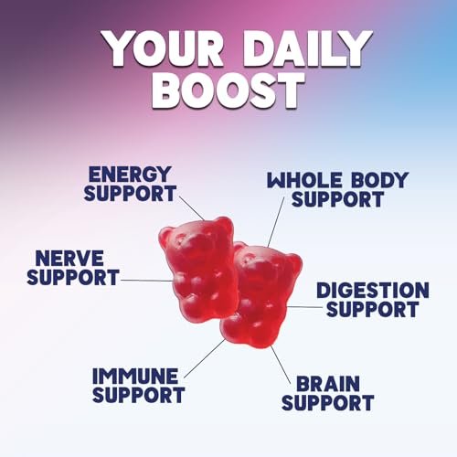 Energy Gummies - Vitamin B12 1000 mcg Pro Portion - Tägliche Energie-Gummibärchen mit natürlichem Koffein aus grünem Tee - Beerenaroma B12 Gummies für Laufen, Radfahren & Sport - 120 Gummies